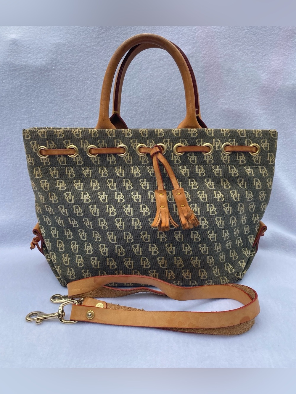 DOONEY & BOURKE Vintage Satchel Tassel Tote Brown/Tan Shoulder Bag